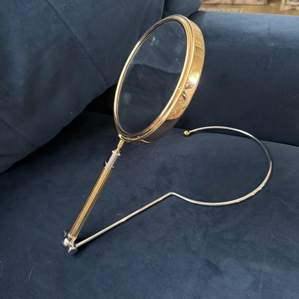 vtg rare mid century‎ French Brass Adjustable Hanging Table Magnifying Mirror